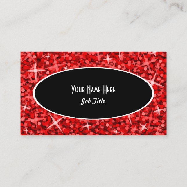 Glitz Red Black Oval Visitenkartenvorlage Visitenkarte (Vorderseite)