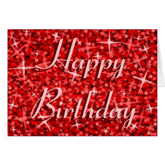 Glitz Red 'Happy Birthday' Lesebribüne (Vorderseite (Horizontal))