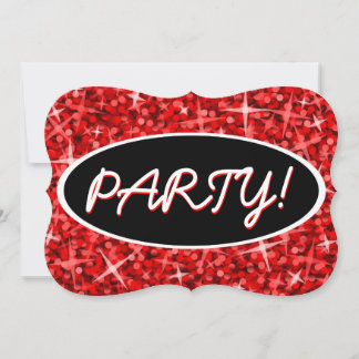 Glitz Red 'Party' schwarz ovale Einladungshalterun Einladung