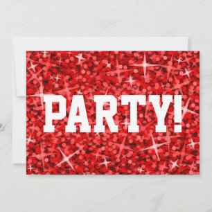 Glitz Red 'Party' weißer Einladungstext Einladung