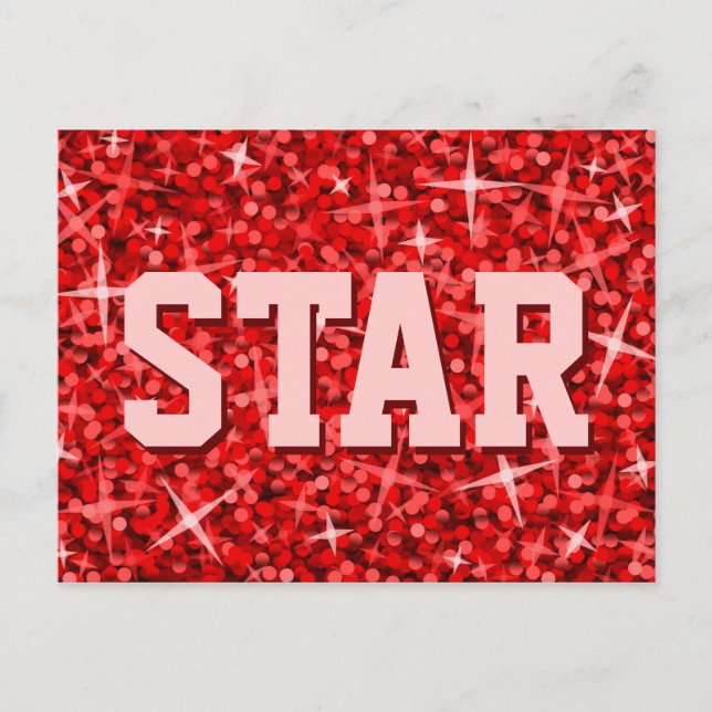 Glitz Red 'STAR' Postkarte (Vorderseite)