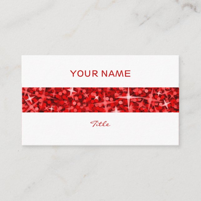 Glitz Red Stripe Visitenkarte weiß hinten (Vorderseite)