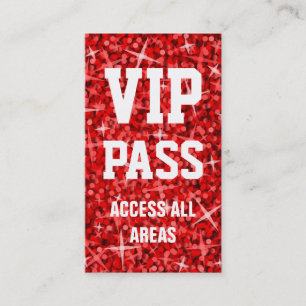 Glitz Red 'VIP PASS' carte de visite