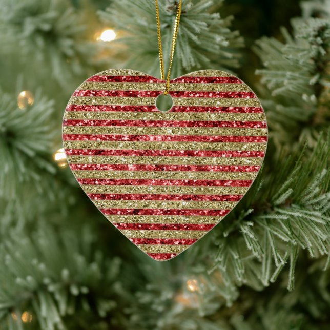 Glitz Roter Glitzer Keramik Ornament (Baum)
