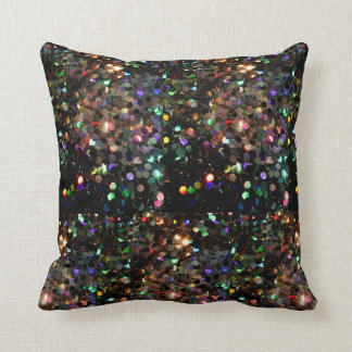 Glitz Schwarzer Glitzer Holo Rainbow Throw Kissen