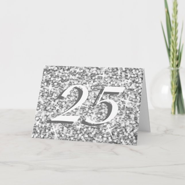 Glitz "Silver" "25" Jubiläumskarte Karte (Vorderseite)