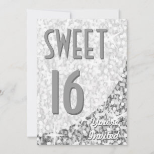 Glitz "Silver" courbe "Sweet 16" invitation
