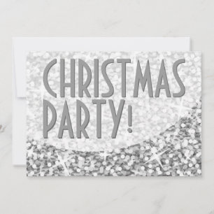 Glitz "Silver"-Kurve "Christmas Party" Einladung