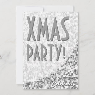 Glitz "Silver" Kurve "Xmas Party!" Einladung