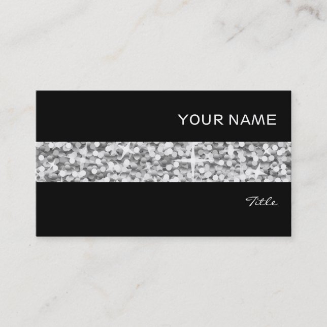 Glitz "Silver" Stripe Visitenkarte schwarz (Vorderseite)