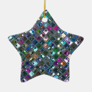 Glitz Tiles Multicolored 2 Print Ornament Star