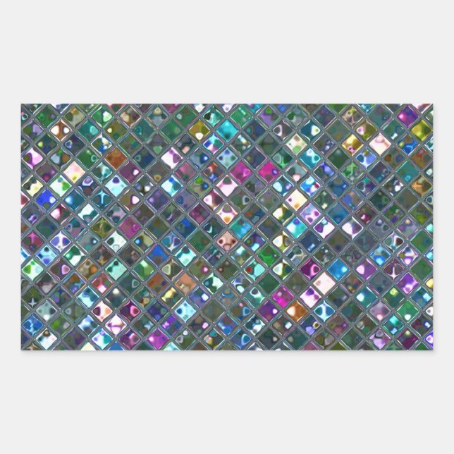 Glitz Tiles Multicolored 2 Rechteck Rechteckiger Aufkleber (Vorderseite)