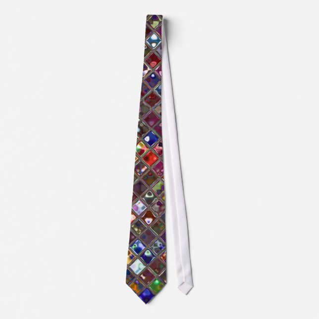 Glitz Tiles Multicolored Print Krawatte (Vorderseite)