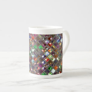 Glitz Tiles Multicolored Print Tasse Knochen China
