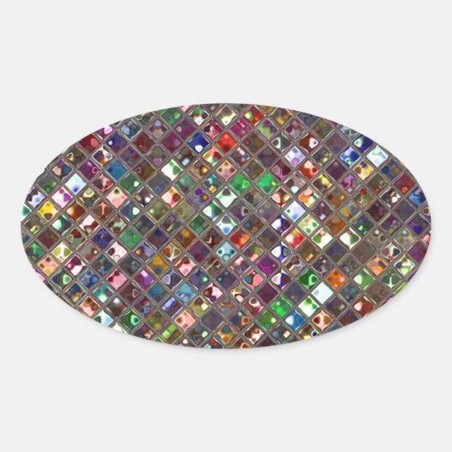 Glitz Tiles Oval Ovaler Aufkleber (Vorderseite)