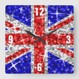 Glitz UK 'Numbers' clock square Quadratische Wanduhr