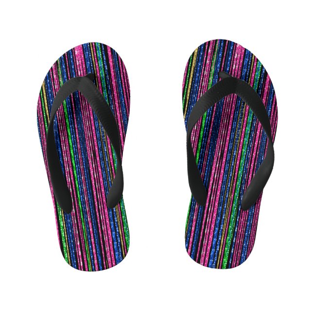 Glitz und Glam Funkelnd Streifen Kinderbadesandalen (Fußbett)
