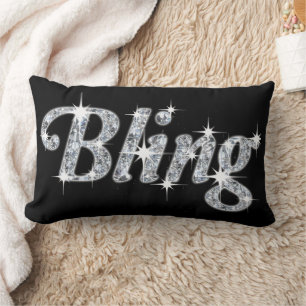 Glitz und Glam Imitate Diamond 'Bling' Design Blac Lendenkissen