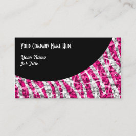 Glitz Zebra Pink Black Curve Visitenkarte