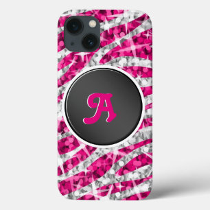 Glitz Zebra Pink Monogramm schwarz Case-Mate iPhone Hülle