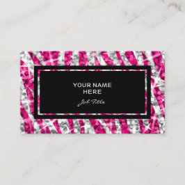 Glitz Zebra Pink Rechteck Visitenkarte schwarz