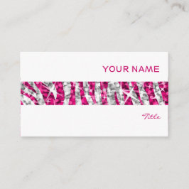 Glitz Zebra Pink Strip Visitenkarte weiß