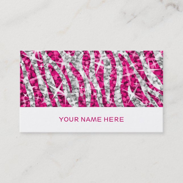 Glitz Zebra Pink Visitenkarte weiß (Vorderseite)