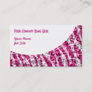 Glitz Zebra Pink weiße Kurve Visitenkarte
