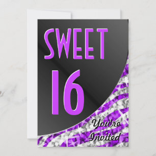 Glitz Zebra Purple courbe "Sweet 16" invitation