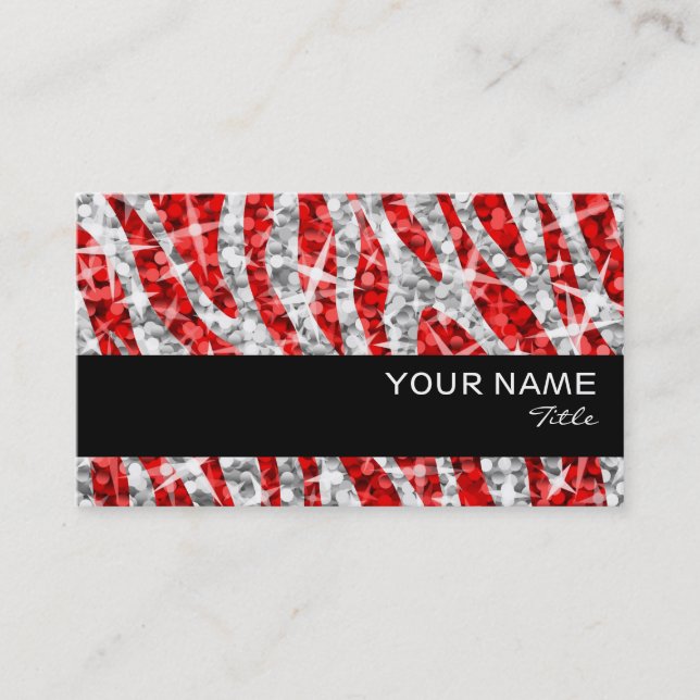 Glitz Zebra Red Visitenkarte schwarzer Streifen (Vorderseite)