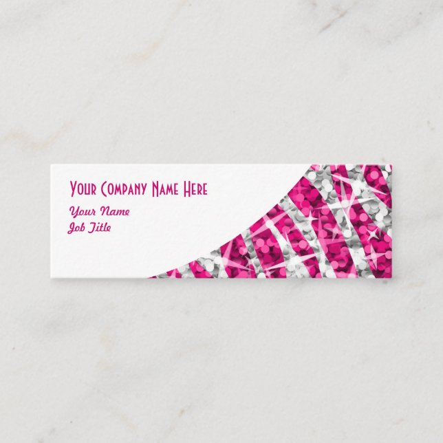 Glitz Zebra Rosa, weißer Bogenschwanz Mini Visitenkarte (Vorderseite)