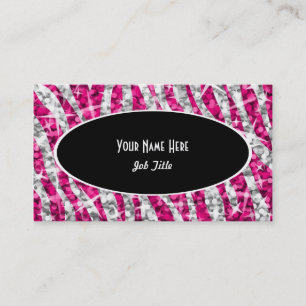 Glitz Zebra rose noir carte de visite ovale