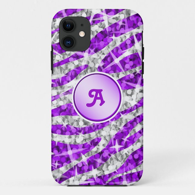 Glitz Zebra violet coque iphone violet (Dos)