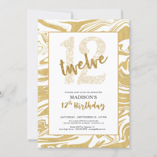 Glitzer 12. Geburtstag Moderne Typografie Einladung