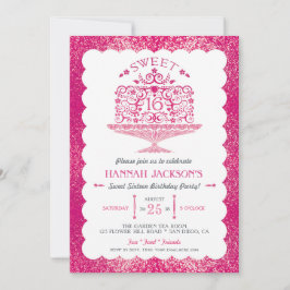 Glitzer 16 . Geburtstag Lacy Birthday Cake Party Einladung