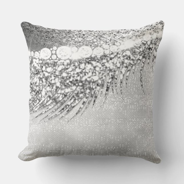 Glitzer 16. Makeup Artist Bride Lash Gray Spark Kissen (Vorderseite)