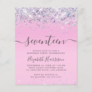 Glitzer 17. Geburtstagspartei Einladung