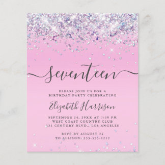 Glitzer 17. Geburtstagspartei Einladung