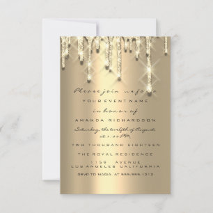 Glitzer 3D Effekt Brautparty Sweet 16. Gold Einladung