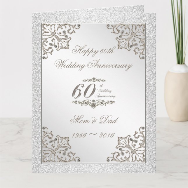 Glitzer 60. Diamant Hochzeitstag 8.5X11 Karte (Vorderseite)