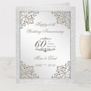 Glitzer 60. Diamant Hochzeitstag 8.5X11 Karte