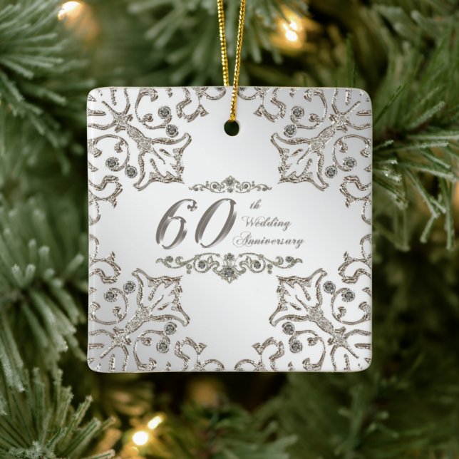 Glitzer 60. Diamond Hochzeitsszenario Keramikornament (Baum)