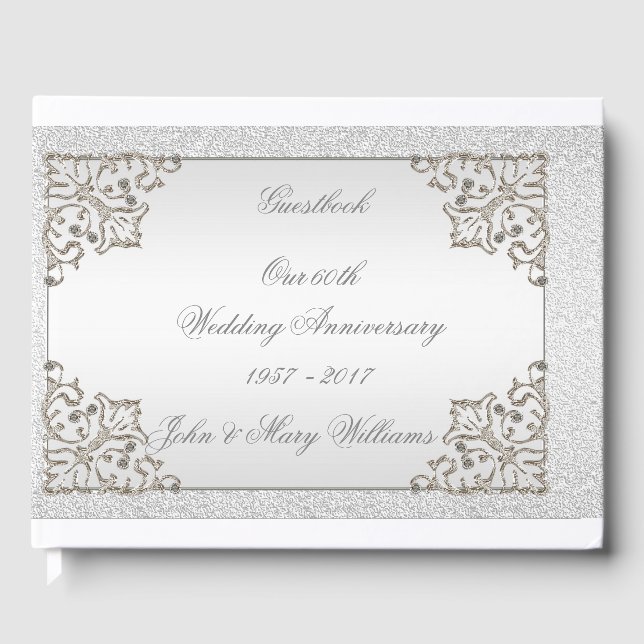 Glitzer 60. Diamond Wedding Anniversary Gästebuch (Vorderseite)