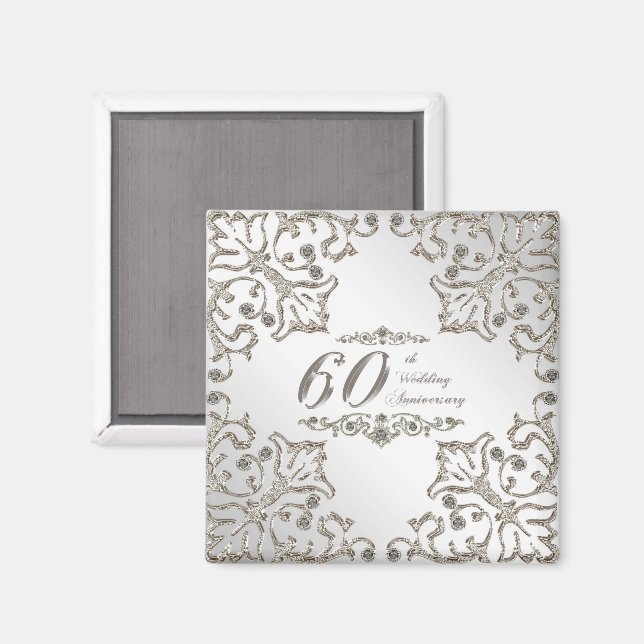 Glitzer 60. Diamond Wedding Anniversary Magnet (Vorderseite/Rückseite)
