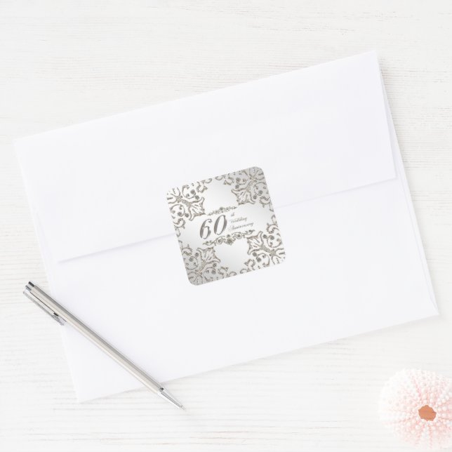 Glitzer 60. Diamond Wedding Anniversary Sticker (Umschlag)