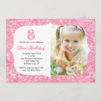 Glitzer acht Geburtstags-Einladung Einladung