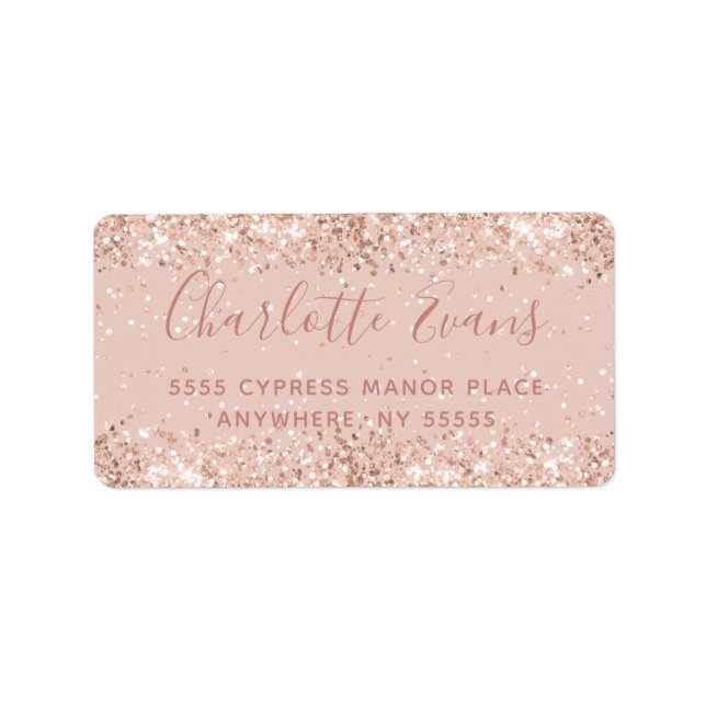 Glitzer-Adressenaufschrift Rosa Adressaufkleber (Vorne)
