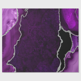 Glitzer Agate für lila und Silber-Imitate Geschenkpapier