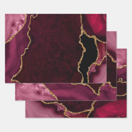 Glitzer Agate für Rot- und Gold-Imitate Geschenkpapier Set