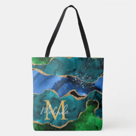 Glitzer Agate, Imitat für blaue und grüne Pfauenbä Tasche